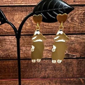 Corgi love splat sploot enamel earrings